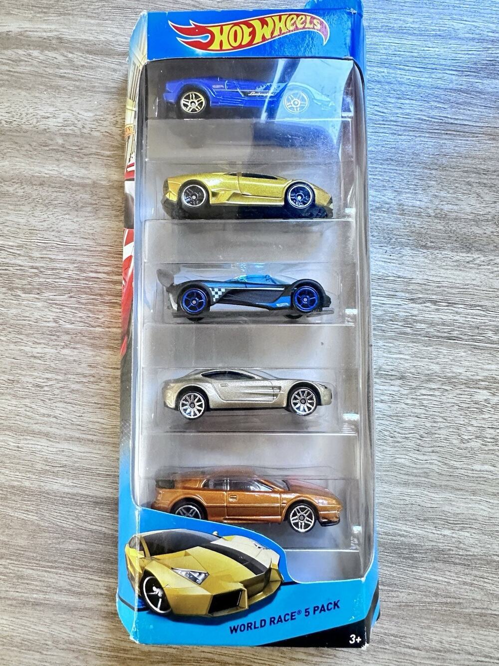 Hot Wheels World Race 5 Pack NIB 2013 Aston Martin Lamborghini Lotus Mazda H100